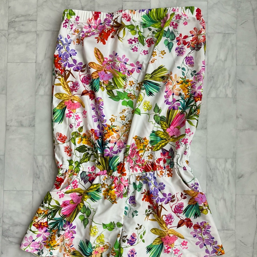 Shoshanna Strapless Floral Romper Style Coverup